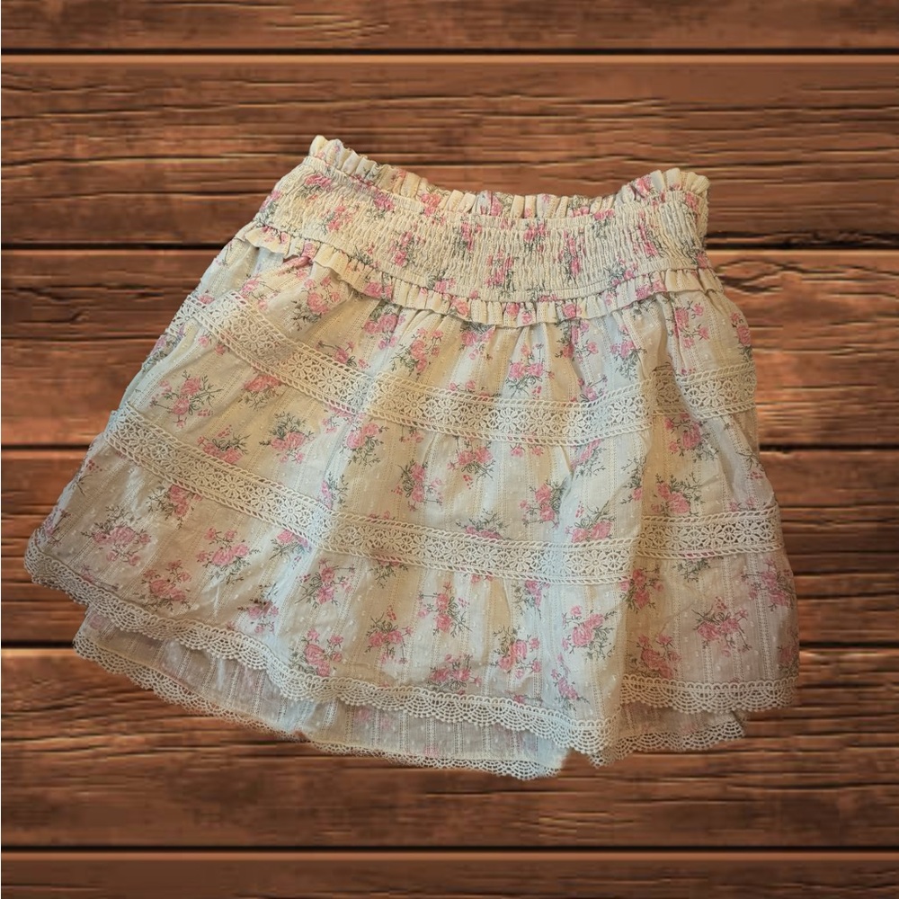Altar'd State Pink Floral A-Line Skirt